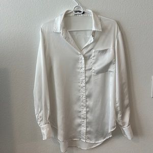 NastyGal white satin button up